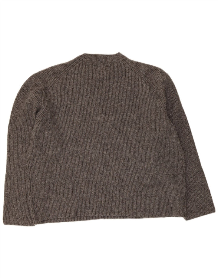 Damski sweter oversize All Saints z okrągłym dekoltem, UK 14, średni szary wełniany