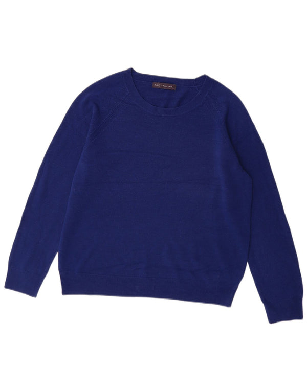 Marks & Spencer Damski sweter z dekoltem w łódkę UK 16, duży, niebieski akryl