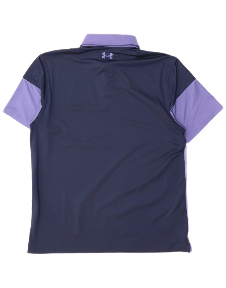 Męska koszulka polo Under Armour, duża, fioletowa, poliestrowa z blokami kolorów