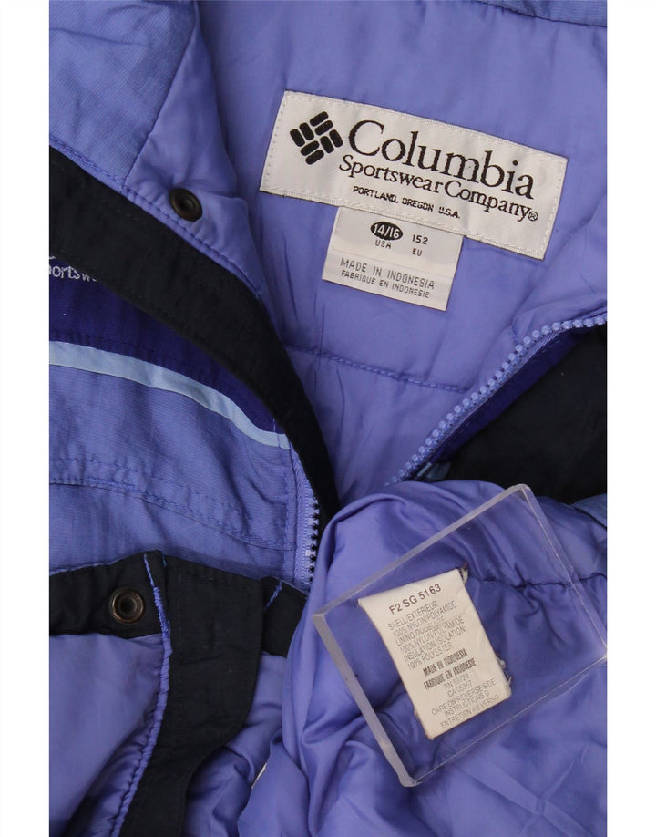 Chłopięca kurtka wiatrówka Columbia z grafiką 14-15 lat, niebieski nylon w bloki kolorów