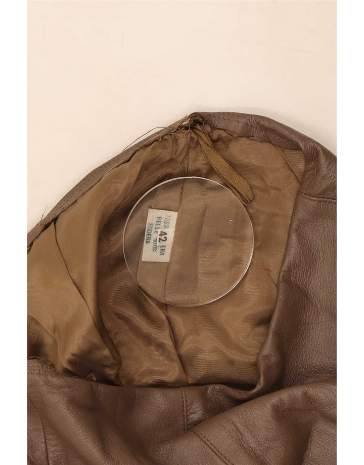 Vintage damska skórzana spódnica IT 42 Medium W28 brązowa