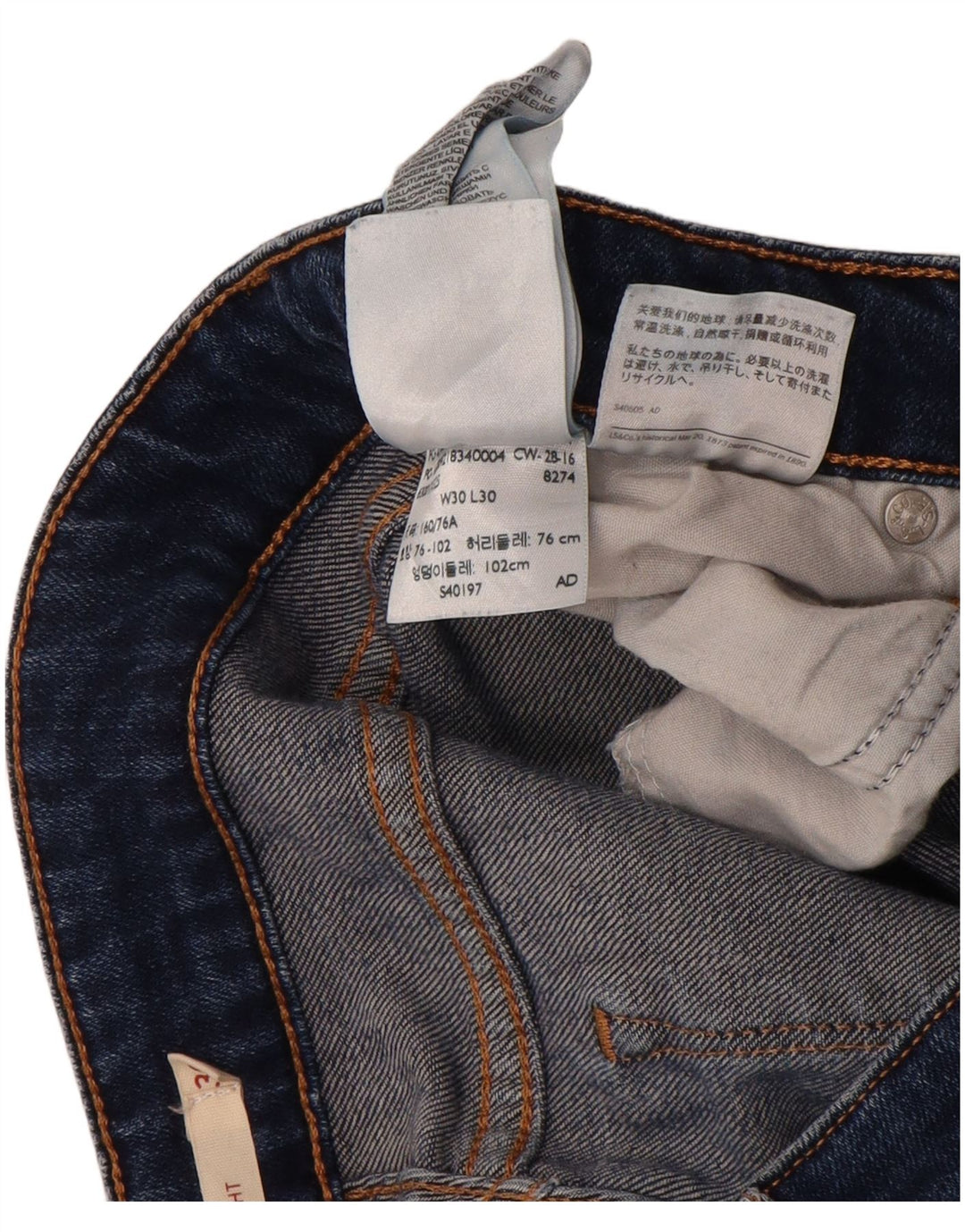 Damskie jeansy Levi's 714 Straight W30 L30 Niebieskie bawełniane