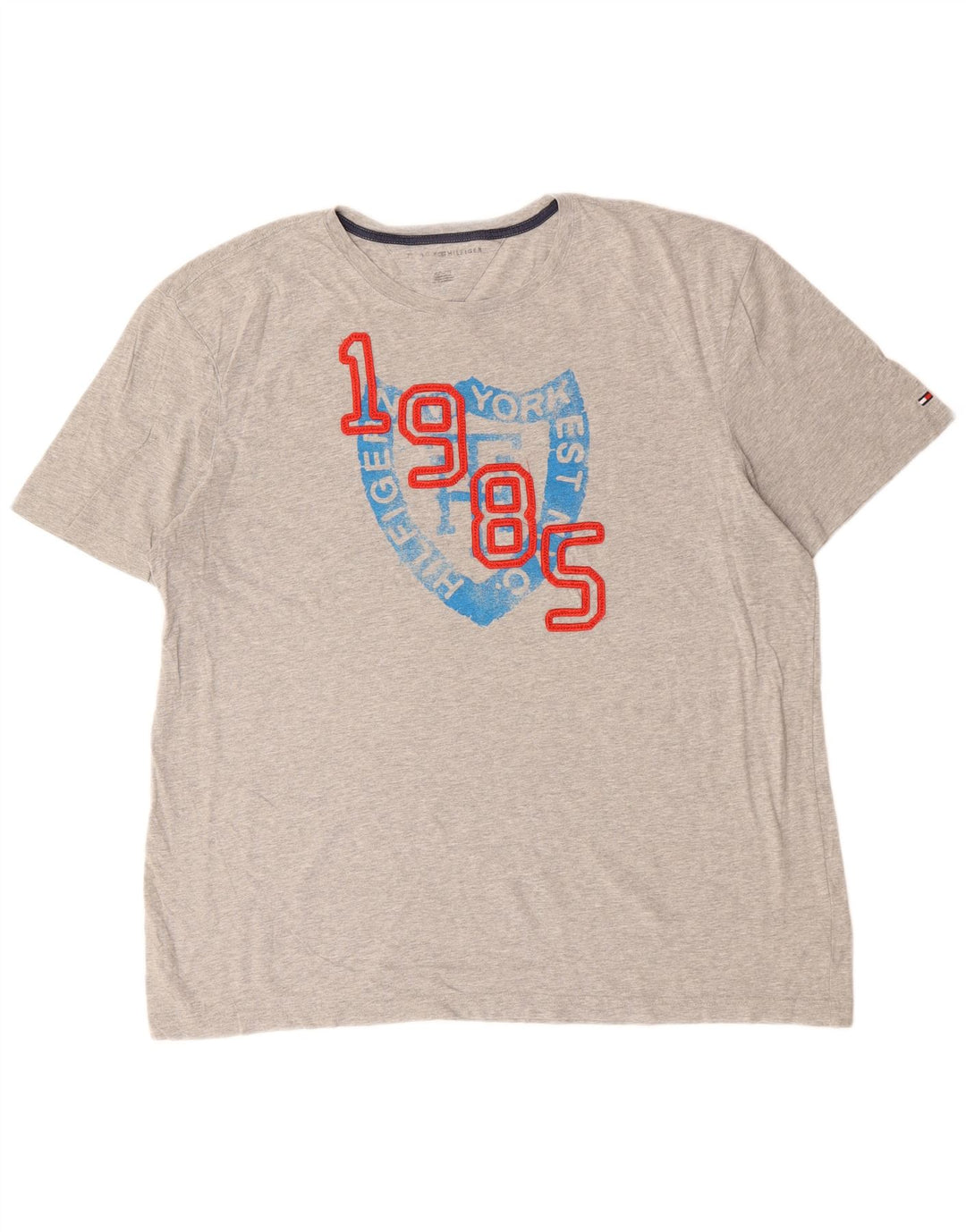 Męska koszulka z grafiką TOMMY HILFIGER Top XL, szara, bawełniana