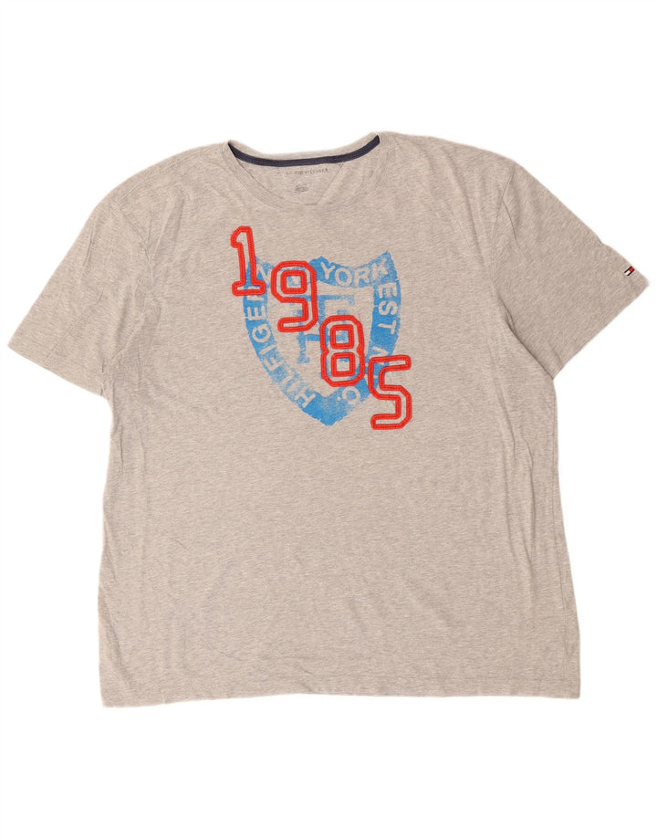 Męska koszulka z grafiką TOMMY HILFIGER Top XL, szara, bawełniana