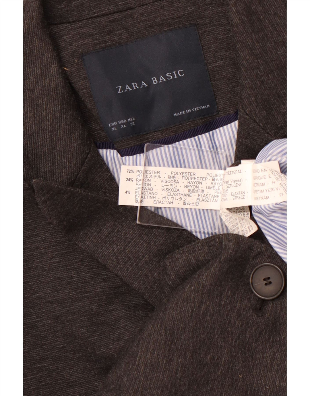 Damska marynarka ZARA zapinana na 1 guzik, UK 18 XL, szary poliester