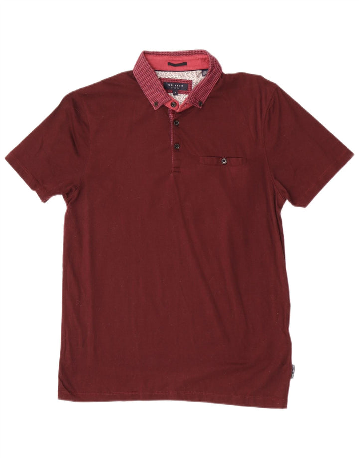 Męska koszulka polo Ted Baker, rozmiar 3, średnio bordowa, z geometrycznej bawełny