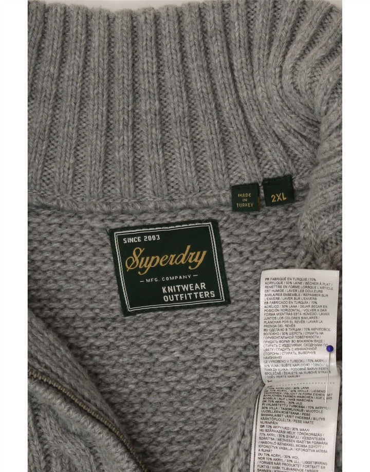 Męski sweter z zamkiem błyskawicznym Superdry 2XL, szary akryl