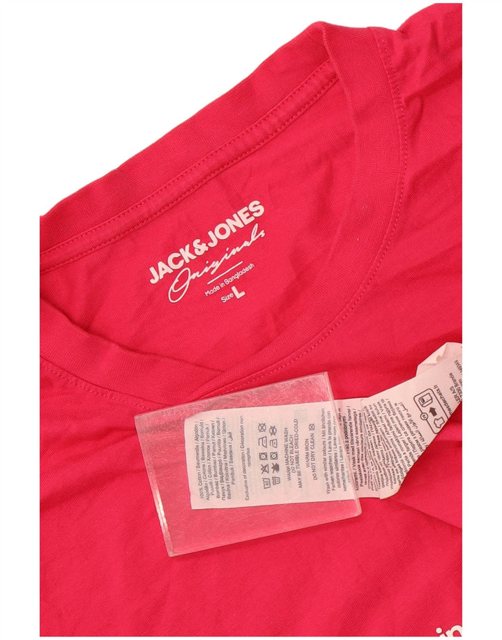 T-shirt męski Jack & Jones, duży, różowy, bawełniany