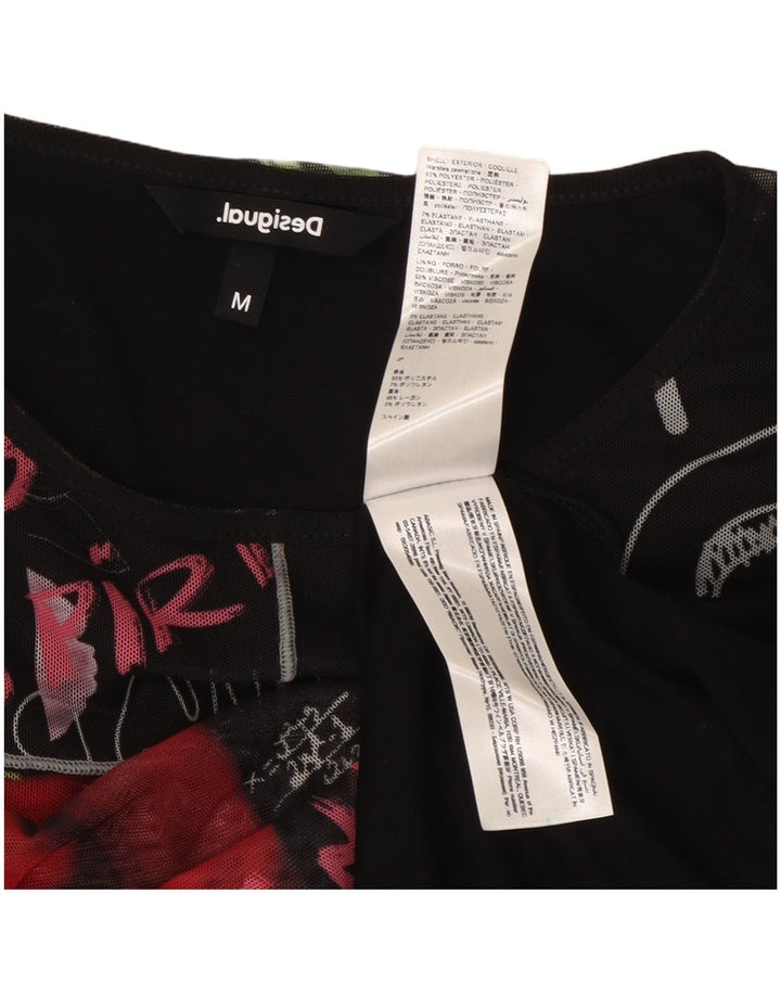 Damska koszulka z grafiką Desigual Top UK 12 Średni czarny kwiatowy poliester