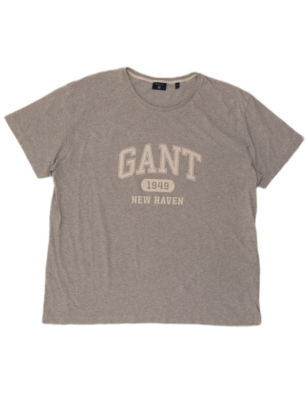 Męski T-shirt z grafiką Gant, top 4XL, szara bawełna w plamki