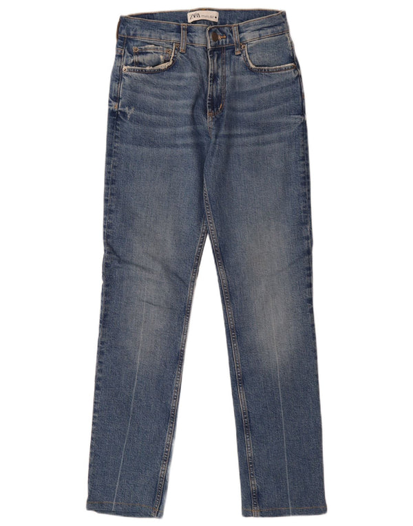 Damskie proste dżinsy Zara EU 34 2XS W24 L29 Niebieskie bawełniane