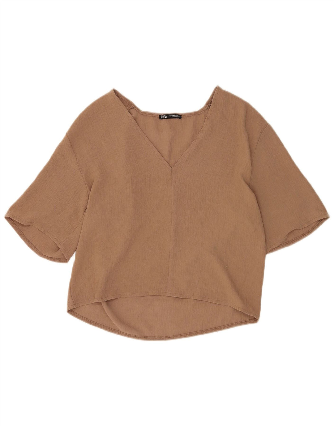 Bluzka damska Zara z rękawem 1/2 Top UK 10 Small Brown
