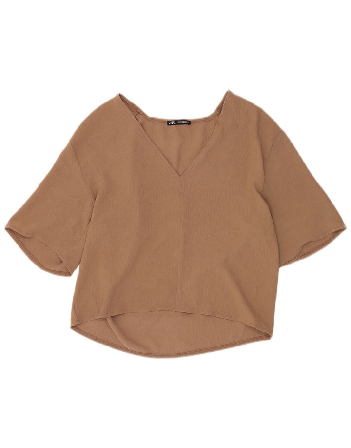 Bluzka damska Zara z rękawem 1/2 Top UK 10 Small Brown