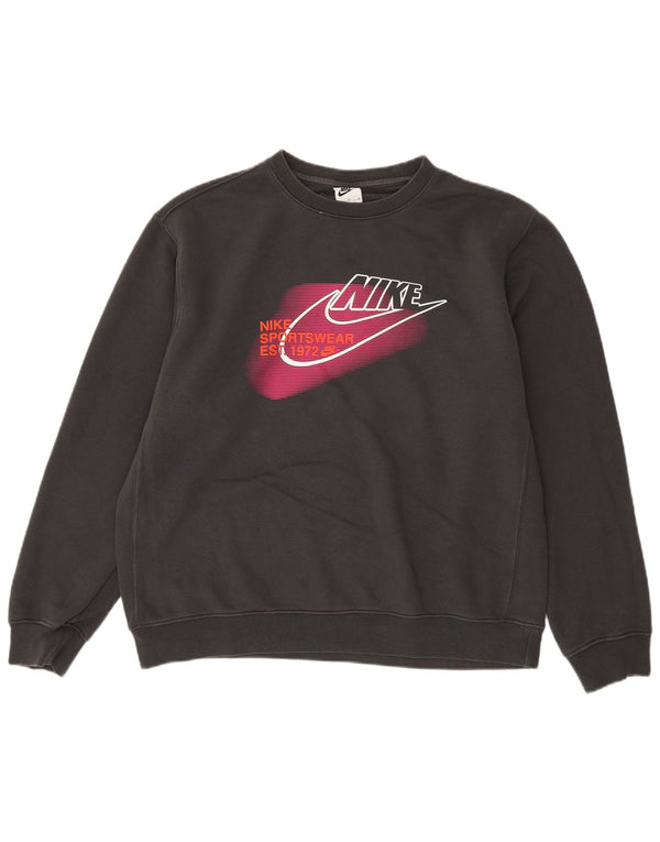 Męski sweter z grafiką Nike, średnioszary, bawełniany