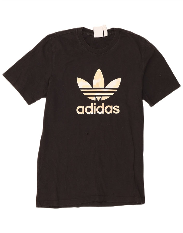 Męska koszulka z grafiką Adidas, średnia, czarna bawełna
