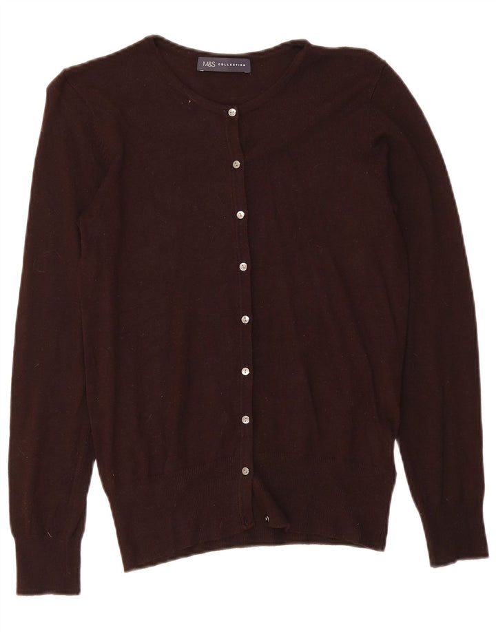 Marks & Spencer Damski sweter kardigan UK 10 Small Brown Wiskoza