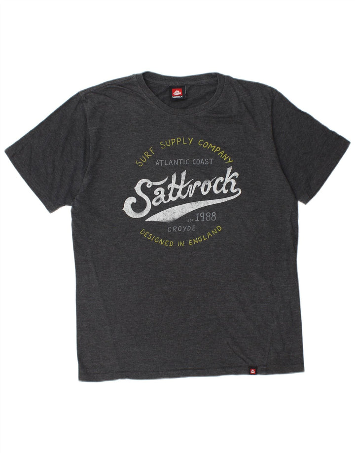 Męska koszulka z grafiką SALTROCK, średnia szara bawełna