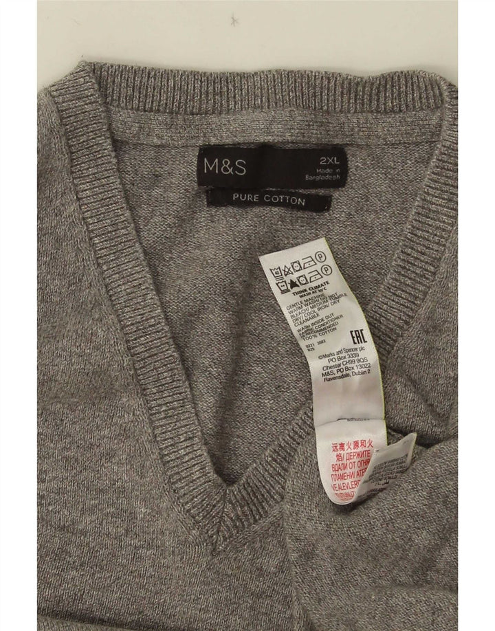 Marks & Spencer Męski podkoszulek bez rękawów, 2XL, szary, bawełniany