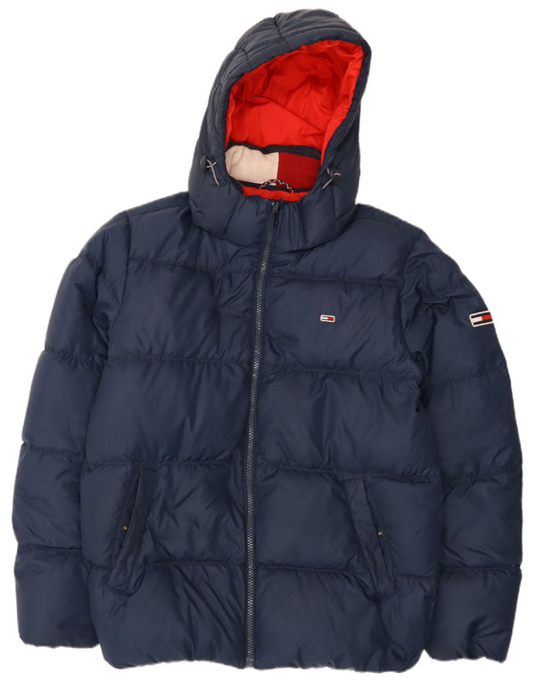 Męska ocieplana kurtka z kapturem Tommy Hilfiger UK 42 XL Granatowy poliester