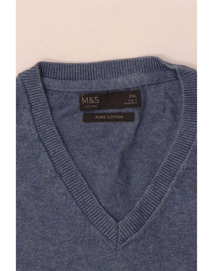 Marks & Spencer Męski podkoszulek bez rękawów, 2XL, niebieski, bawełniany