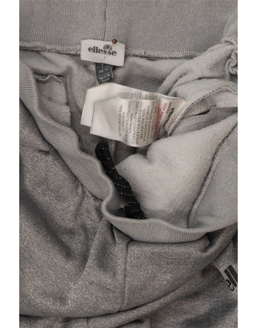 Męskie spodnie dresowe Ellesse Joggery, duże, szare, nakrapiane poliester