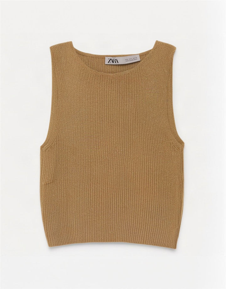 Damski krótki top Zara UK 8 Small Beige