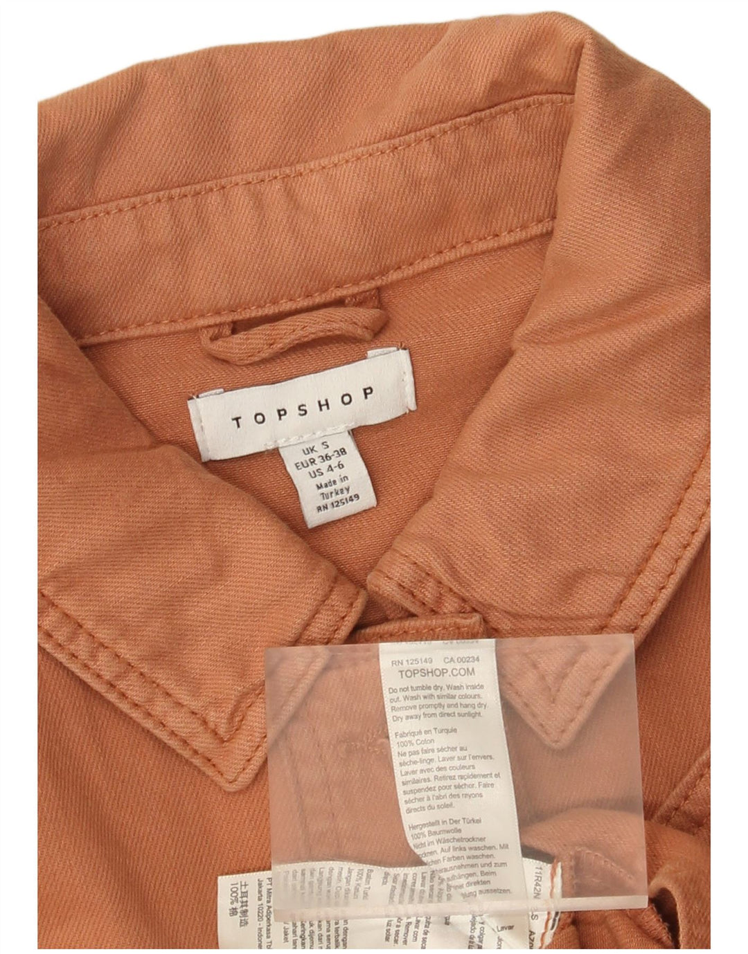 Damska kurtka jeansowa Topshop Crop Oversize UK 10, mała, pomarańczowa, bawełniana