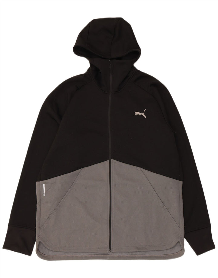 Męski sweter Puma z kapturem i zamkiem XL Czarny poliester z blokami kolorów
