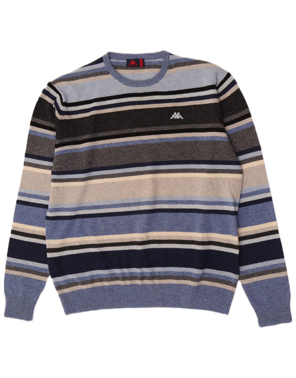 Kappa Mens Crew Neck Jumper Sweater Large Multicoloured Striped Wool
