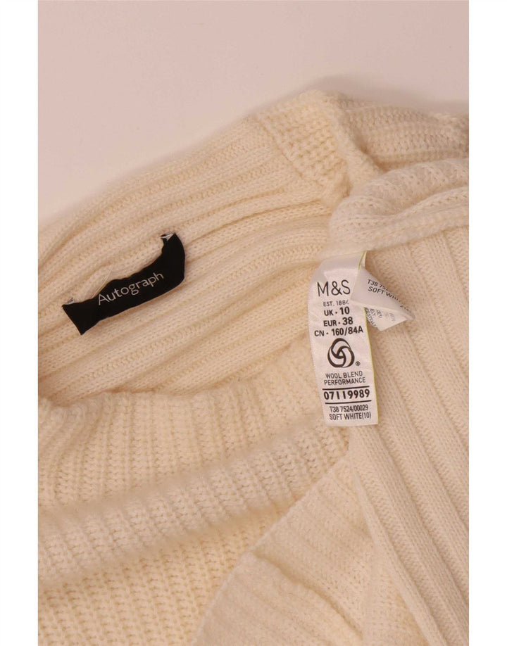 Marks & Spencer Damski sweter z golfem UK 10, mały, w kolorze złamanej bieli