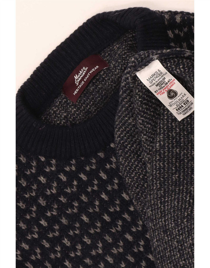 Męski sweter Marks & Spencer Heritage z okrągłym dekoltem, średni granat