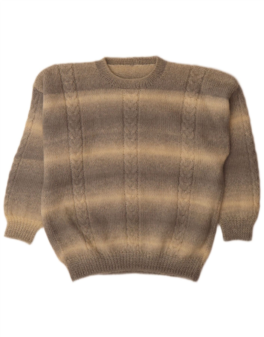 Vintage męski sweter z okrągłym dekoltem, duże szare paski