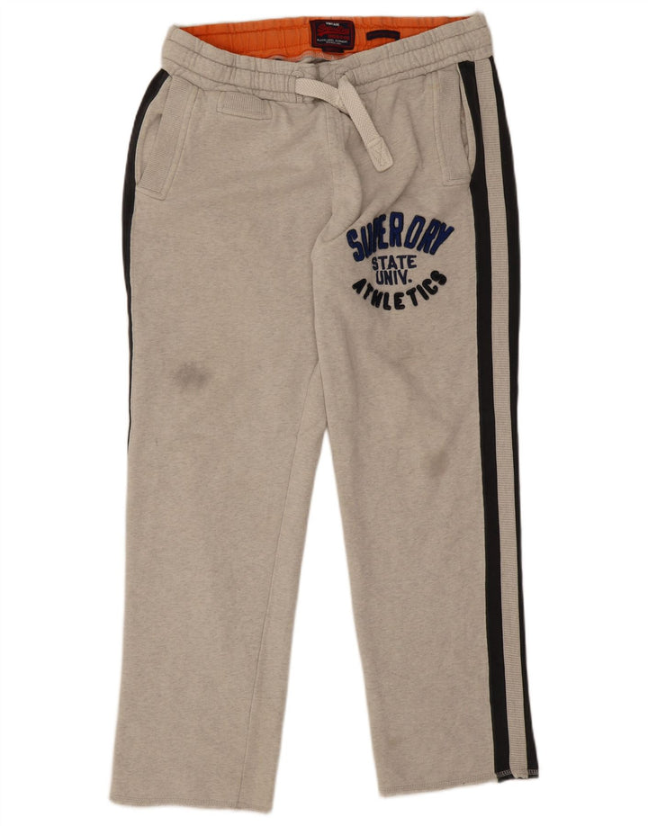 Męskie spodnie dresowe Superdry Graphic, duże, szare, bawełniane