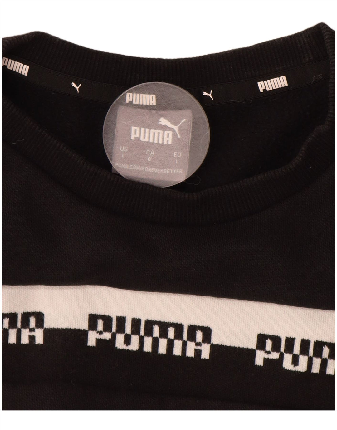 Męski sweter z grafiką PUMA, duży, czarny, bawełniany