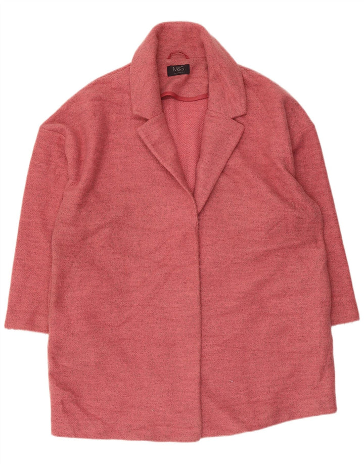 Marks & Spencer Damski płaszcz oversize UK 20 2XL Różowy poliester