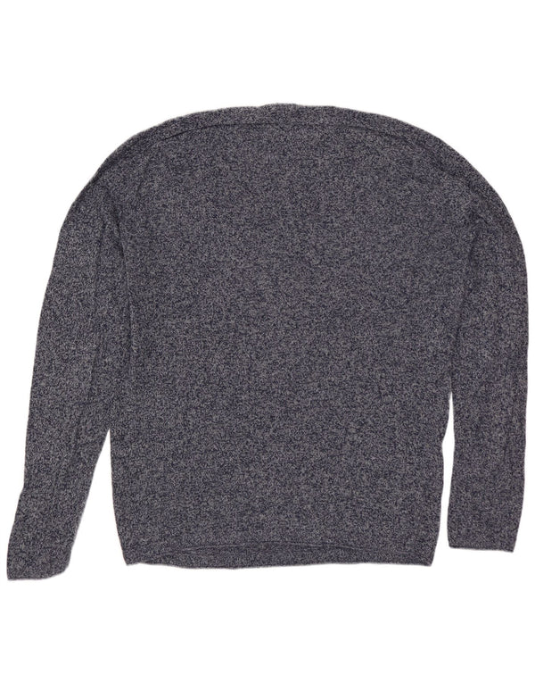 Męski sweter ZARA z okrągłym dekoltem, duży, granatowy, bawełniany w cętki