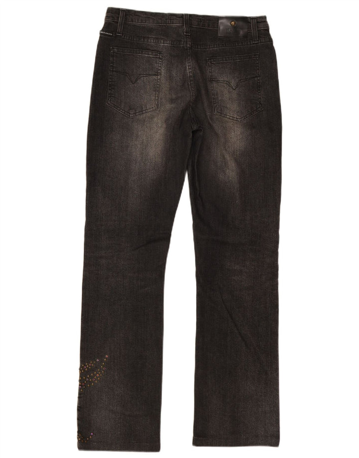 Damskie proste dżinsy Versace IT 45 Medium W31 L30 Czarna bawełna