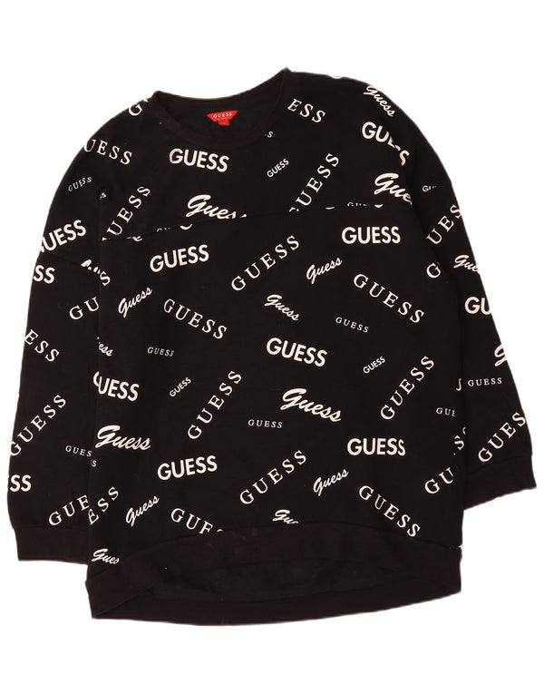 Damska bluza oversize Guess z grafiką UK 18 XL, czarna bawełna
