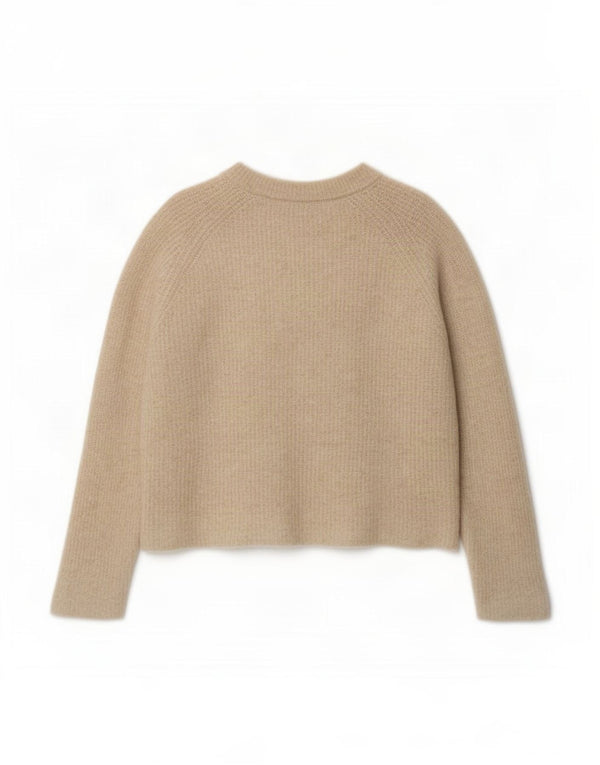 Damski sweter Zara Crop Boat Neck Sweter UK 18 XL Beżowa wełna z alpaki