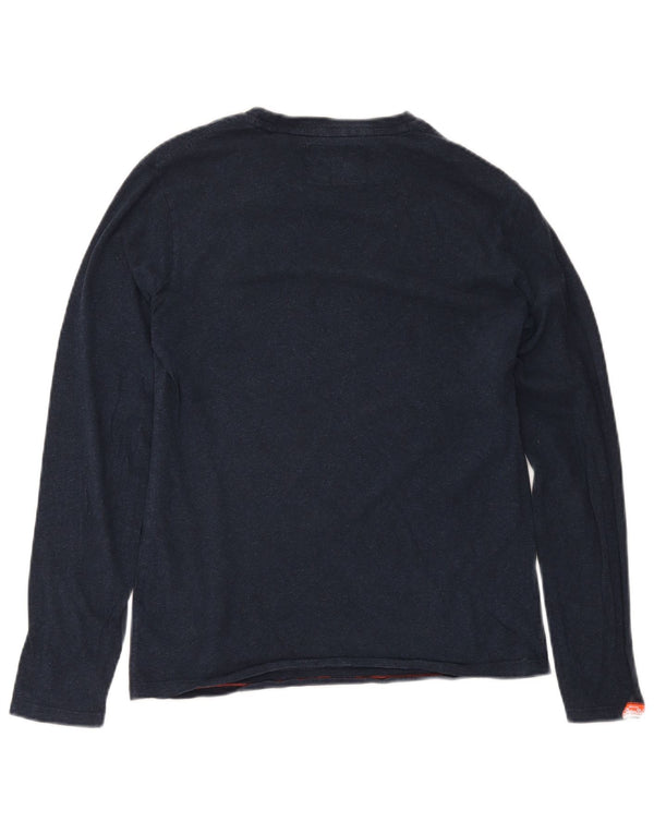 Męski top Superdry z długim rękawem, mały, granatowy, bawełniany