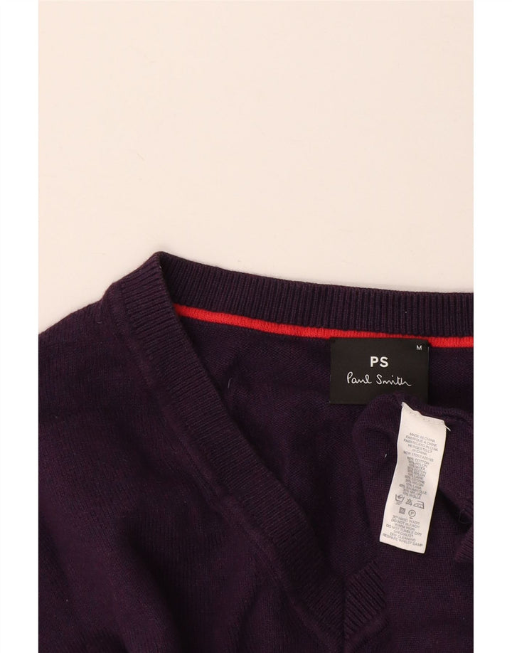 Męski sweter Paul Smith z dekoltem w kształcie litery V, średniofioletowy, bawełniany