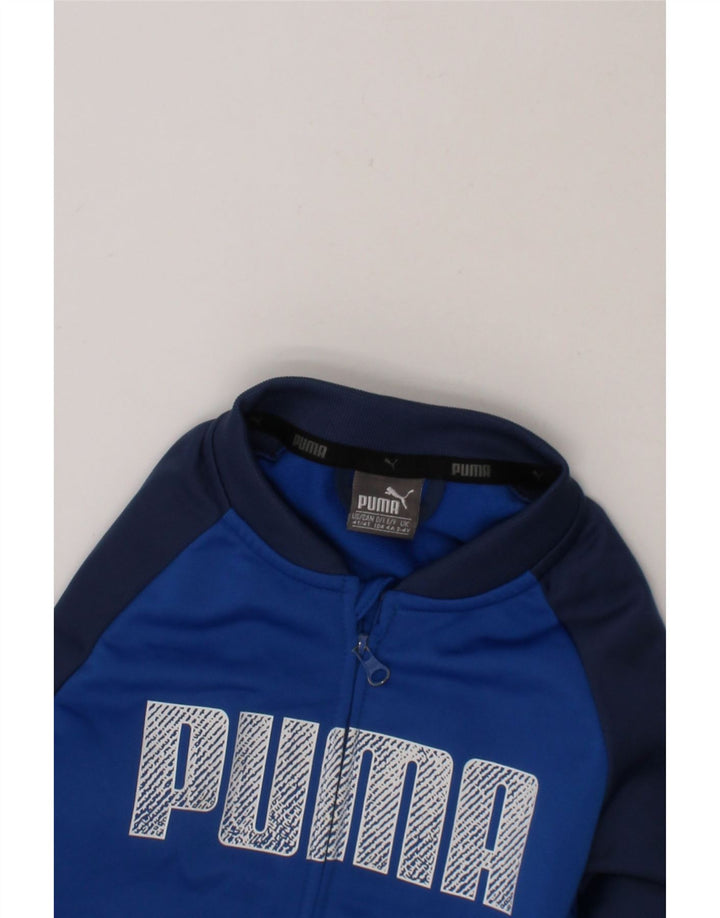 PUMA Boys Graphic Tracksuit Top Jacket 3-4 Years Blue Colourblock Vintage Puma and Second-Hand Puma from Messina Hembry 