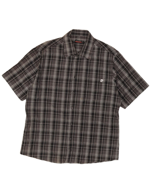 Męska koszula z krótkim rękawem Pierre Cardin XL w czarną kratkę, poliester