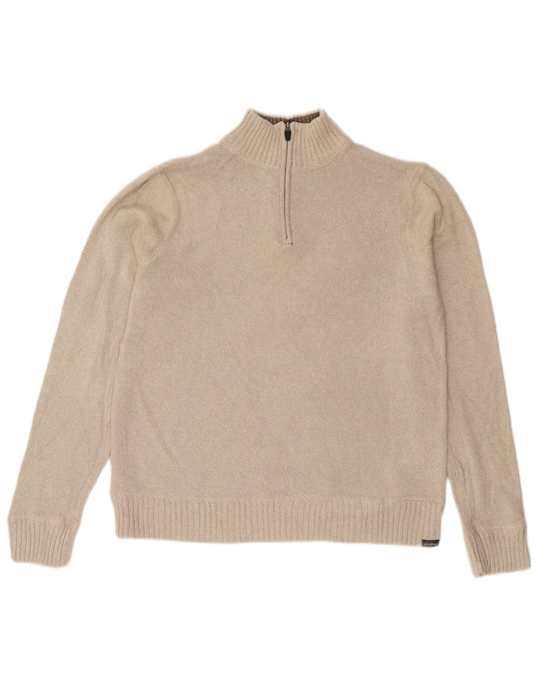 Męski sweter zapinany na zamek Eddie Bauer, duży, beżowy, bawełniany