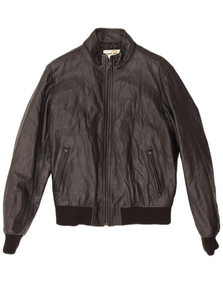 Vintage męska kurtka skórzana bomber UK 38 średniej czarnej skóry
