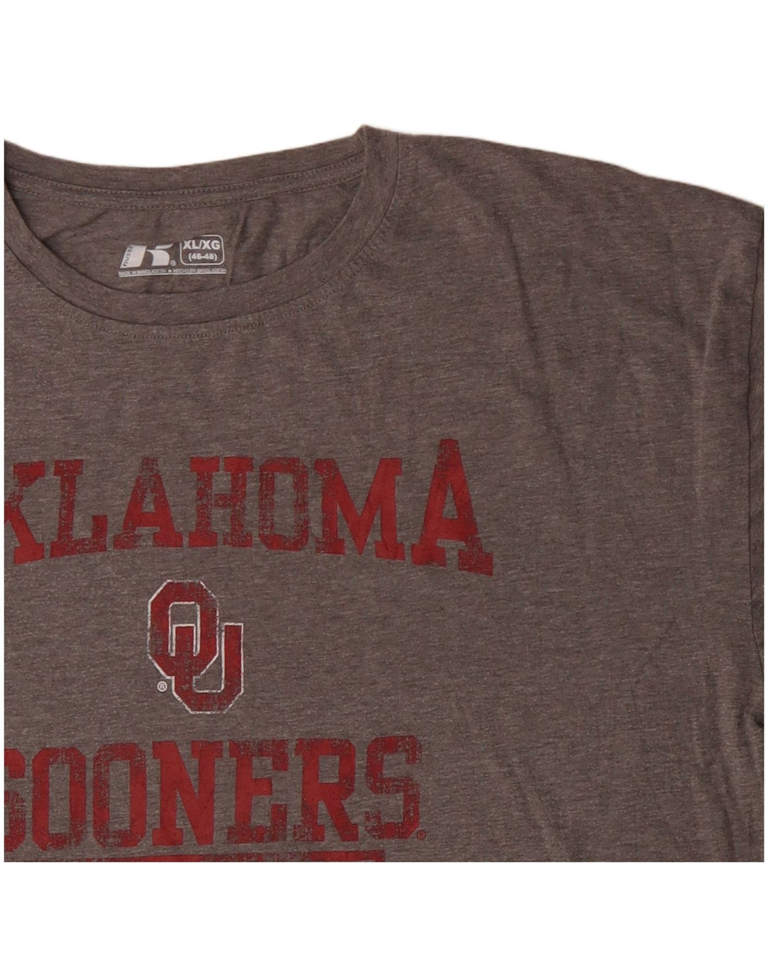 Męski T-shirt z grafiką RUSSELL ATHLETIC Oklahoma Sooners, rozmiar XL, szary