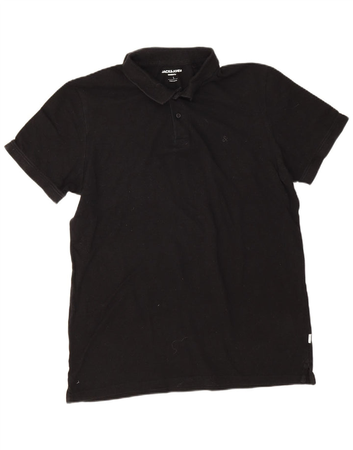 Męska koszulka polo Jack & Jones, duża, czarna, bawełniana