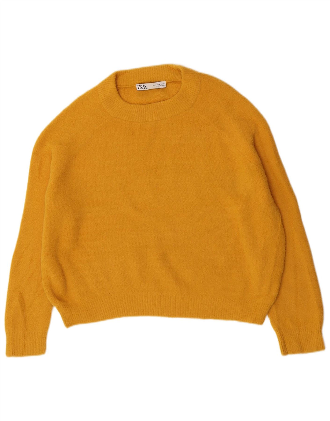 Sweter damski Zara z okrągłym dekoltem UK 14, średni żółty nylon