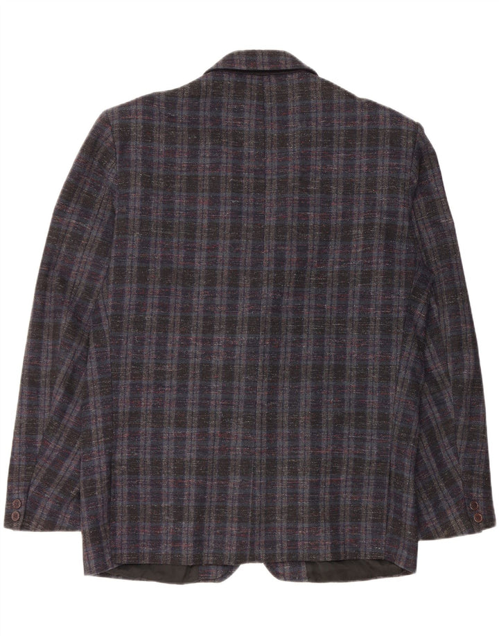 Vintage męska marynarka zapinana na 2 guziki UK 42 XL granatowa kratka