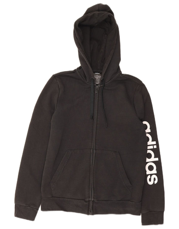 Damska bluza z kapturem Adidas Graphic Zip UK 12/14 Średnia czarna bawełna